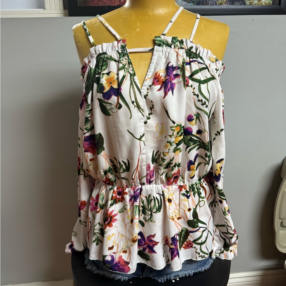 Dex Floral Strappy Blouse - White and Multicolor